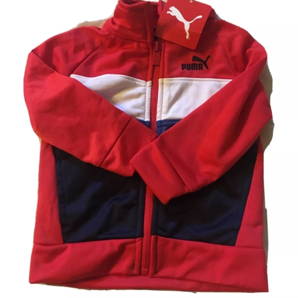 New 18mths Infant Puma Jacket Boys Girls Sweater Track outfit Toddler Red White